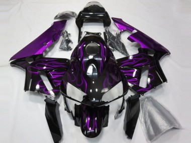 Migliori Carene Moto Honda CBR600RR 2003-2004 - Nero Lucido Viola Fiamma