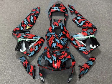Migliori Carene Moto Honda CBR600RR 2003-2004 - Rosso Blu Camouflage Squalo