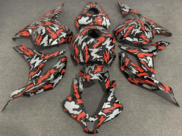 Migliori Carene Moto Honda CBR600RR 2009-2012 - Rosso Grigio Camouflage