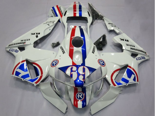 Migliori Carene Moto Honda CBR600RR 2003-2004 - Bianco Rosso Blu Repsol 69