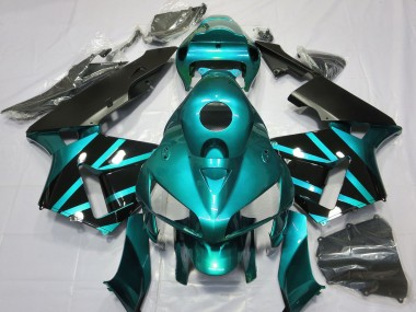 Migliori Carene Moto Honda CBR600RR 2005-2006 - Verde Acqua Nero Lucido Design