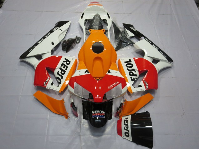 Migliori Carene Moto Honda CBR600RR 2003-2004 - Arancia Bianco Rosso Nero Lucido Repsol