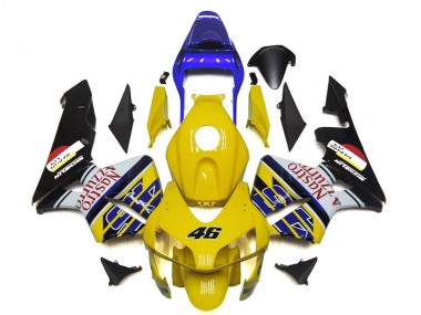 Migliori Carene Moto Honda CBR600RR 2003-2004 - Giallo Blu Bianco Nero Lucido Nastro Azzurro 46