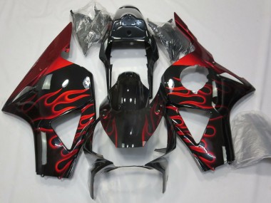 Migliori Carene Moto Honda CBR954RR 2002-2003 - Nero Lucido Rosso Fiamma