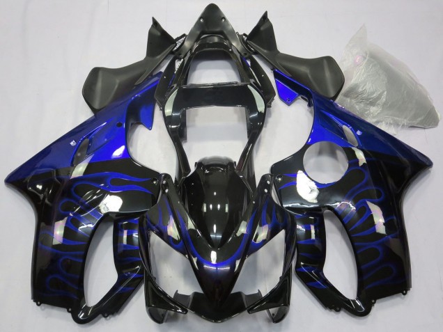 Migliori Carene Moto Honda CBR600 F4i 2001-2003 - Nero Lucido Blu Fiamma