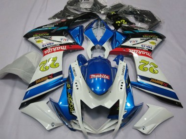 Migliori Carene Moto Suzuki GSXR 1000 2007-2008 - Bianco Blu Rosso Nero Motul 22