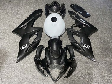 Migliori Carene Moto Suzuki GSXR 1000 2005-2006 - Fibra di Carbonio Stile Lucido Bianco