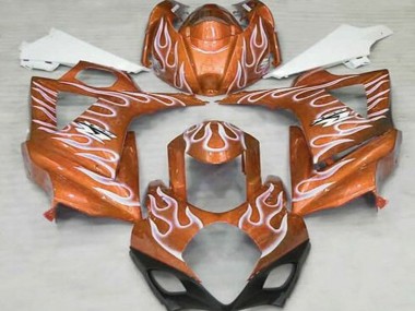 Migliori Carene Moto Suzuki GSXR 1000 2007-2008 - Arancia Bianco Fiamma