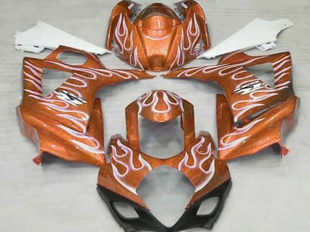 Migliori Carene Moto Suzuki GSXR 1000 2007-2008 - Arancia Bianco Fiamma