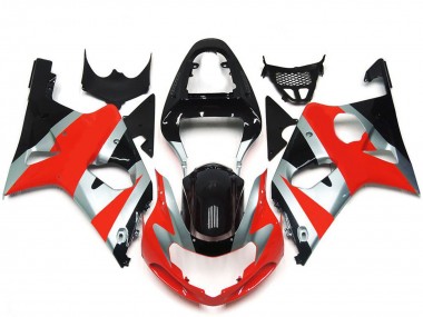 Migliori Carene Moto Suzuki GSXR 1000 2000-2002 - Argento Rosso Nero Lucido OEM Stile