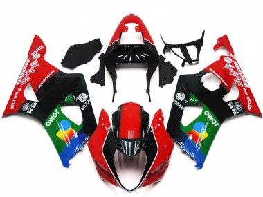 Migliori Carene Moto Suzuki GSXR 1000 2003-2004 - Rosso Nero Verde JOMO