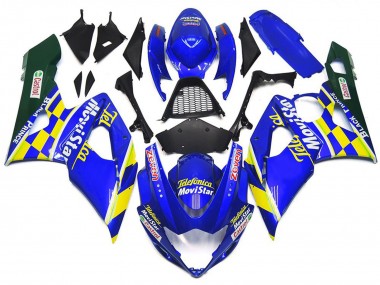 Migliori Carene Moto Suzuki GSXR 1000 2005-2006 - Blu Giallo Verde MoviStar Castrol