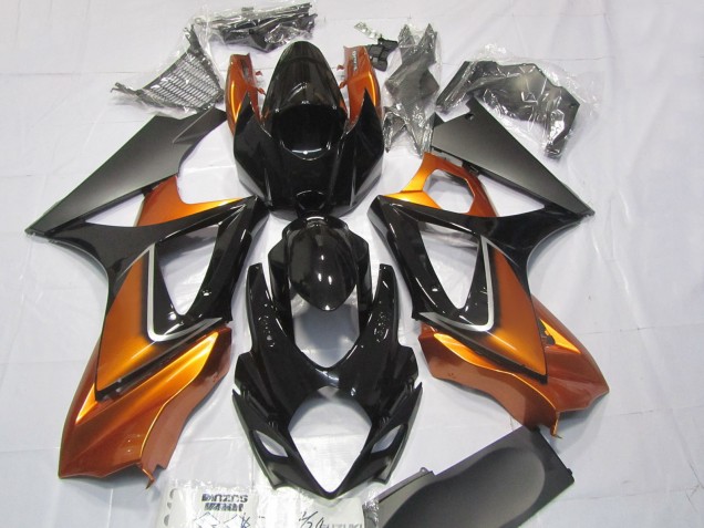 Migliori Carene Moto Suzuki GSXR 1000 2007-2008 - Arancia Nero Lucido Nero Opaco