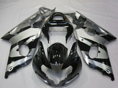 Migliori Carene Moto Suzuki GSXR 1000 2000-2002 - Argento Nero Lucido