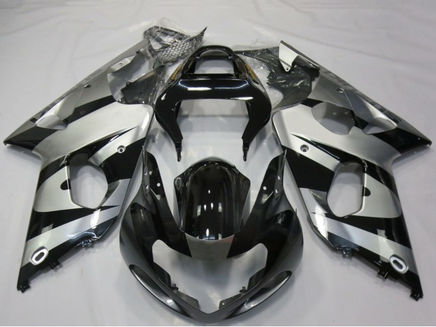 Migliori Carene Moto Suzuki GSXR 1000 2000-2002 - Argento Nero Lucido