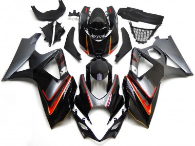 Migliori Carene Moto Suzuki GSXR 1000 2007-2008 - Nero Lucido Rosso Argento