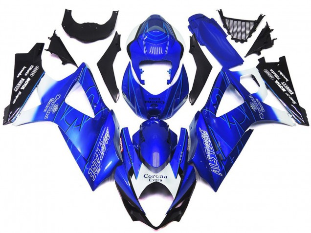 Migliori Carene Moto Suzuki GSXR 1000 2007-2008 - Blu Bianco Nero Corona