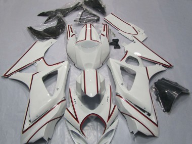 Migliori Carene Moto Suzuki GSXR 1000 2007-2008 - Bianco Rosso Gessato