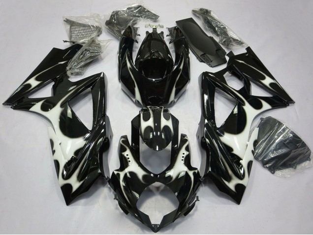 Migliori Carene Moto Suzuki GSXR 600 / GSXR 750 2008-2010 - Nero Lucido Bianco