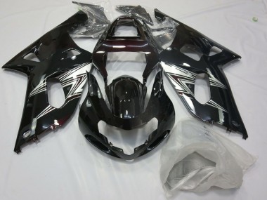 Migliori Carene Moto Suzuki GSXR 600 / GSXR 750 2001-2003 - Nero Lucido Argento Bianco