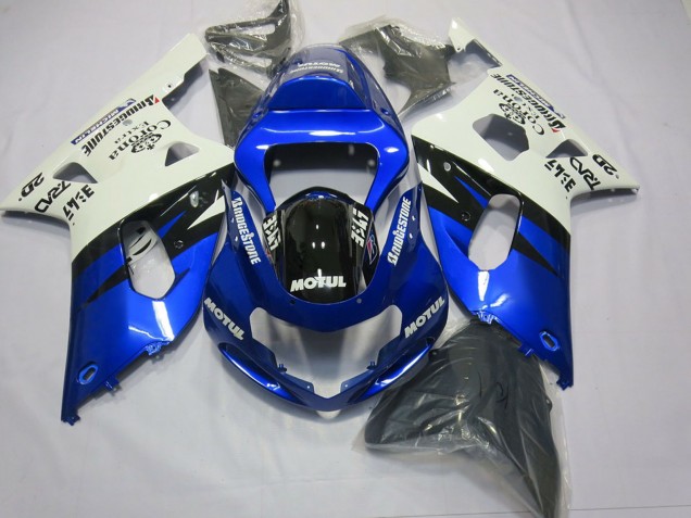 Migliori Carene Moto Suzuki GSXR 600 / GSXR 750 2001-2003 - Bianco Blu Nero Lucido