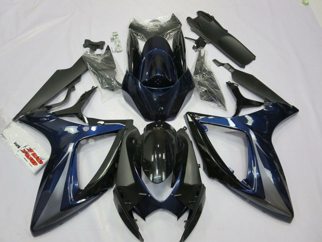 Migliori Carene Moto Suzuki GSXR 600 / GSXR 750 2006-2007 - Blu Grigio Nero Banda