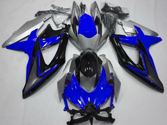 Migliori Carene Moto Suzuki GSXR 600 / GSXR 750 2008-2010 - Argento Blu Nero Lucido