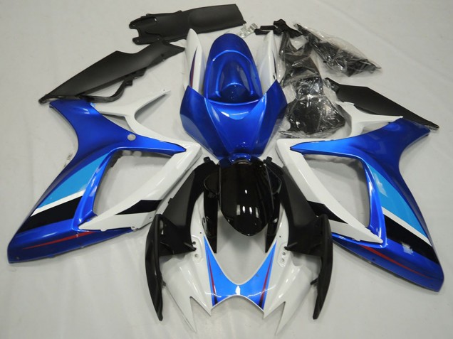 Migliori Carena Moto Suzuki GSXR 600 / GSXR 750 2006-2007 - Bianco Blu Nero Lucido Banda
