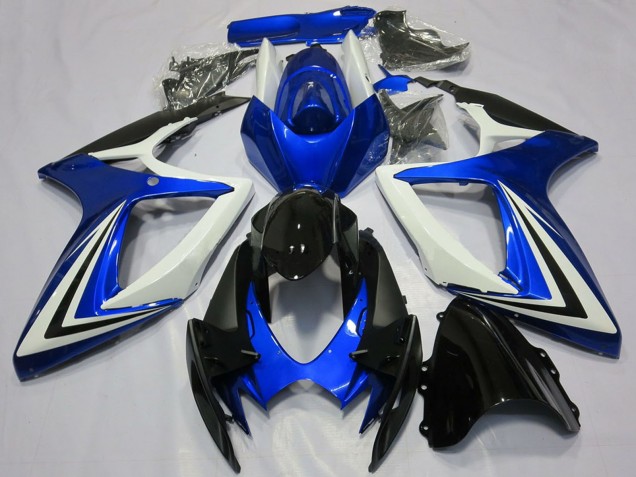Migliori Carene Moto Suzuki GSXR 600 / GSXR 750 2006-2007 - Bianco Blu Nero Lucido Banda