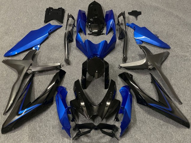 Migliori Carene Moto Suzuki GSXR 600 / GSXR 750 2008-2010 - Blu Grigio Nero Lucido
