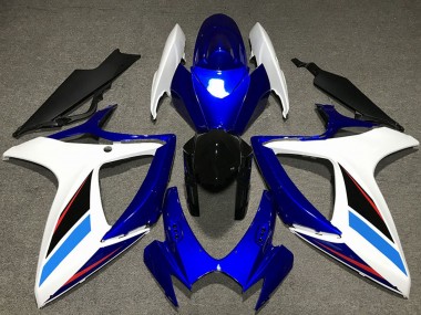 Migliori Kit Carena Moto Suzuki GSXR 600 / GSXR 750 2006-2007 - Bianco Blu Nero Lucido