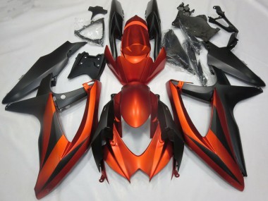 Migliori Carene Moto Suzuki GSXR 600 / GSXR 750 2008-2010 - Burnt Arancia Nero Opaco