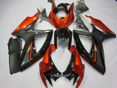 Migliori Carene Moto Suzuki GSXR 600 / GSXR 750 2006-2007 - Burnt Arancia Grigio Nero Lucido