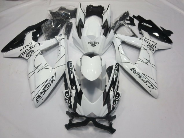 Migliori Carene Moto Suzuki GSXR 600 / GSXR 750 2008-2010 - Bianco Nero Alstare Corona Motul