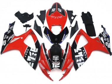 Migliori Carene Moto Suzuki GSXR 600 / GSXR 750 2006-2007 - Rosso Nero Lucido Bianco