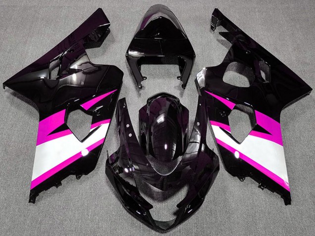 Migliori Carene Moto Suzuki GSXR 600 / GSXR 750 2004-2005 - Nero Lucido Rosa Bianco
