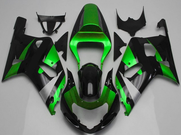 Migliori Carena Moto Suzuki GSXR 600 / GSXR 750 2001-2003 - Verde Argento Nero Lucido
