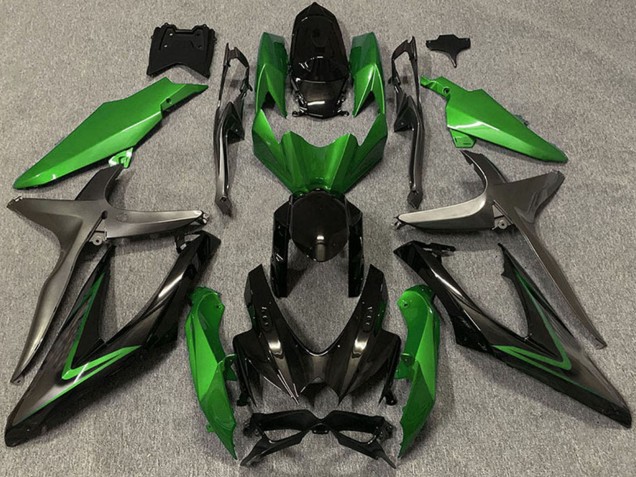 Migliori Carene Moto Suzuki GSXR 600 / GSXR 750 2008-2010 - Verde Grigio Nero Lucido