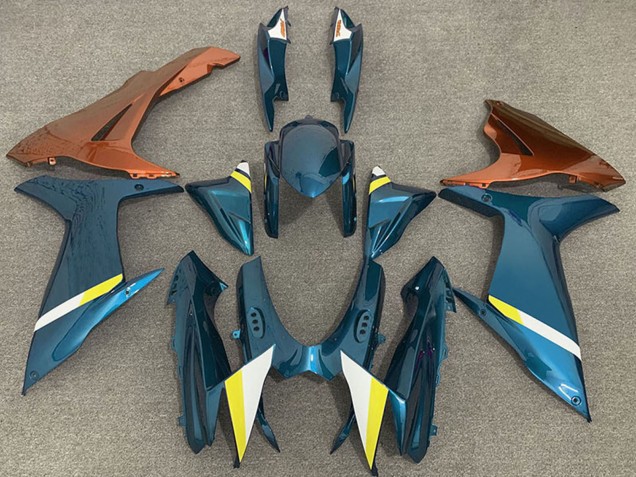 Migliori Carene Moto Suzuki GSXR 600 / GSXR 750 2011-2024 - Azzurro Chiaro Arancia Bianco Giallo