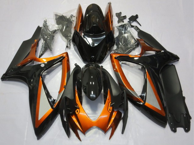 Migliori Carene Moto Suzuki GSXR 600 / GSXR 750 2006-2007 - Arancia Nero Lucido Nero Opaco
