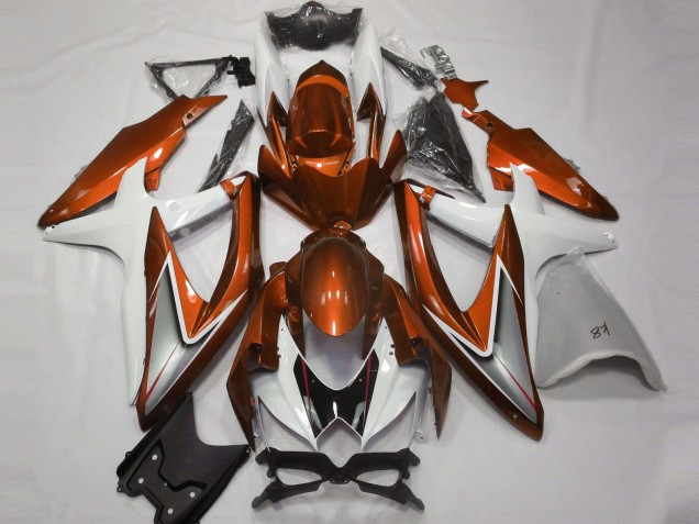 Migliori Carene Moto Suzuki GSXR 600 / GSXR 750 2008-2010 - Bianco Arancia Argento Nero