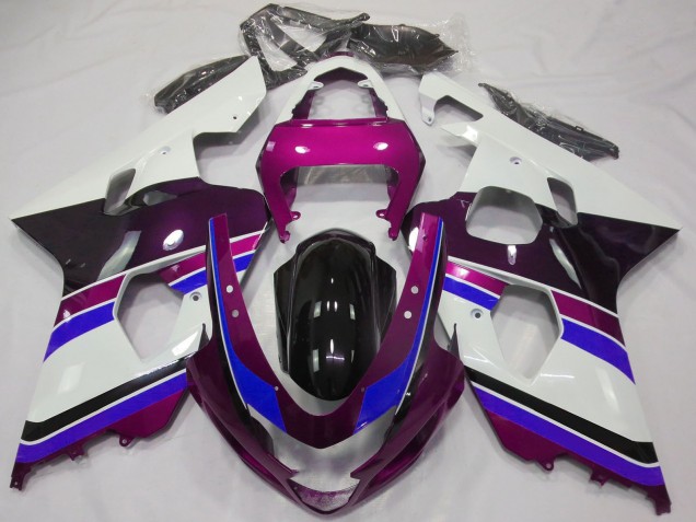 Migliori Carene Moto Suzuki GSXR 600 / GSXR 750 2004-2005 - Bianco Rosa Blu Nero Lucido