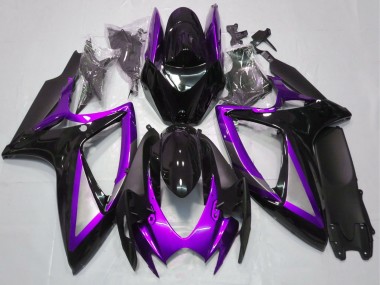 Migliori Carene Moto Suzuki GSXR 600 / GSXR 750 2006-2007 - Viola Nero Lucido Nero Opaco