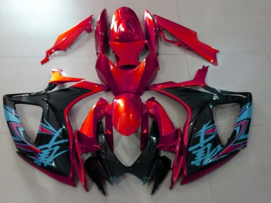 Migliori Carene Moto Suzuki GSXR 600 / GSXR 750 2006-2007 - Rosso Nero Azzurro Chiaro