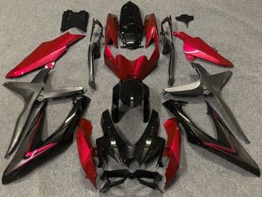 Migliori Carene Moto Suzuki GSXR 600 / GSXR 750 2008-2010 - Rosso Nero Lucido Nero Opaco