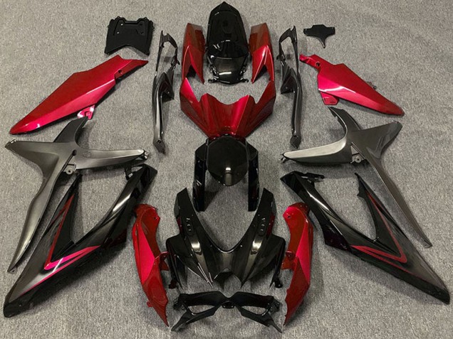 Migliori Carene Moto Suzuki GSXR 600 / GSXR 750 2008-2010 - Rosso Nero Lucido Nero Opaco