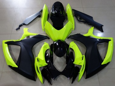 Migliori Carene Moto Suzuki GSXR 600 / GSXR 750 2006-2007 - Neon Giallo Nero Lucido Nero Opaco