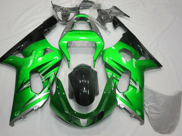 Migliori Carene Moto Suzuki GSXR 600 / GSXR 750 2001-2003 - Verde Argento Nero Lucido