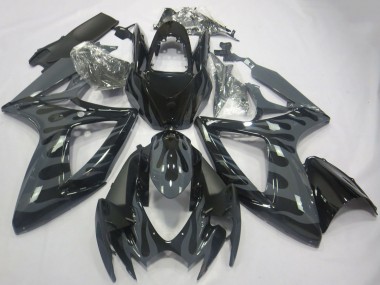Migliori Carene Moto Suzuki GSXR 600 / GSXR 750 2006-2007 - Grigio Nero Fiamma