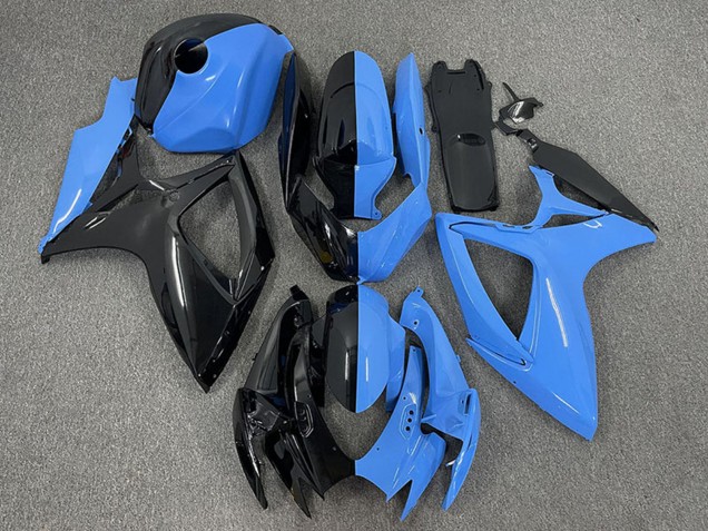 Migliori Carene Moto Suzuki GSXR 600 / GSXR 750 2006-2007 - Nero Lucido Blu Diviso